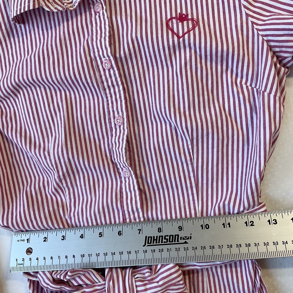 Princess Vera Wang Women Button Up Collar Shirt 3 Red Striped Bow Heart LongSlee - Picture 7 of 10